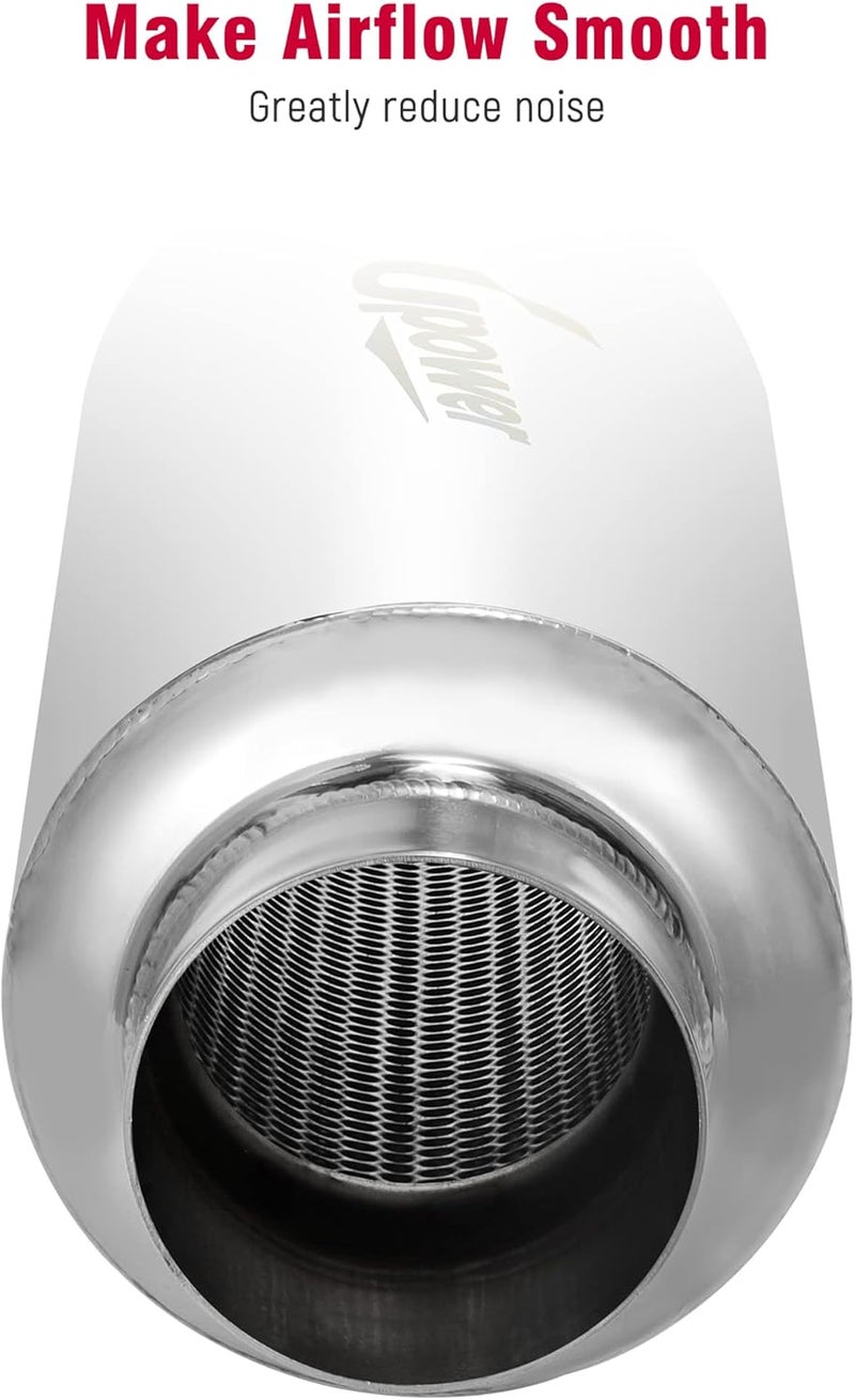 U-Power 2.5" Inlet&Outlet Exhaust Resonator,4" x8.5" Body 11.5" Overall Length Center Straight Through Stainless Steel Muffler,Polished - Image 5